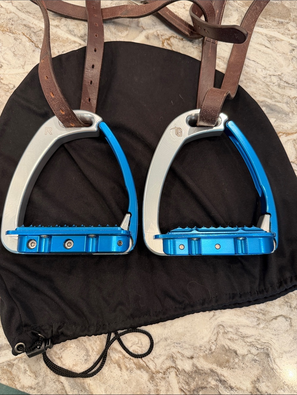 Aluminum Safety Stirrups Blue Accents
